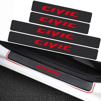

4PCS Auto Styling Carbon Fiber Anti Scratch Scuff Pedal Door Sill Protector Decorate Stickers For Honda Civic Car Accessories
