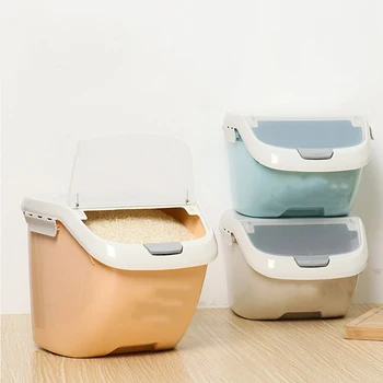 

Rice Storage Box Sealed Moisture-Proof Large Capacity Grain Flour Container Kitchen Rice Storage Box Flip Cover