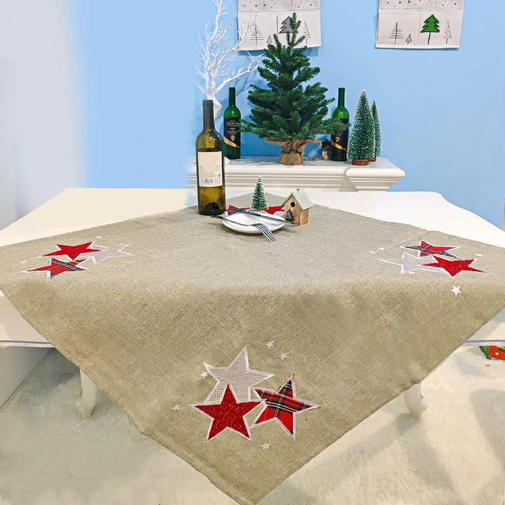

Tablecloth Christmas Tree Designs Red Festival Cotton Linen Soft Table Cloth New Year Theme Dustproof Thicken Wedding for Decor