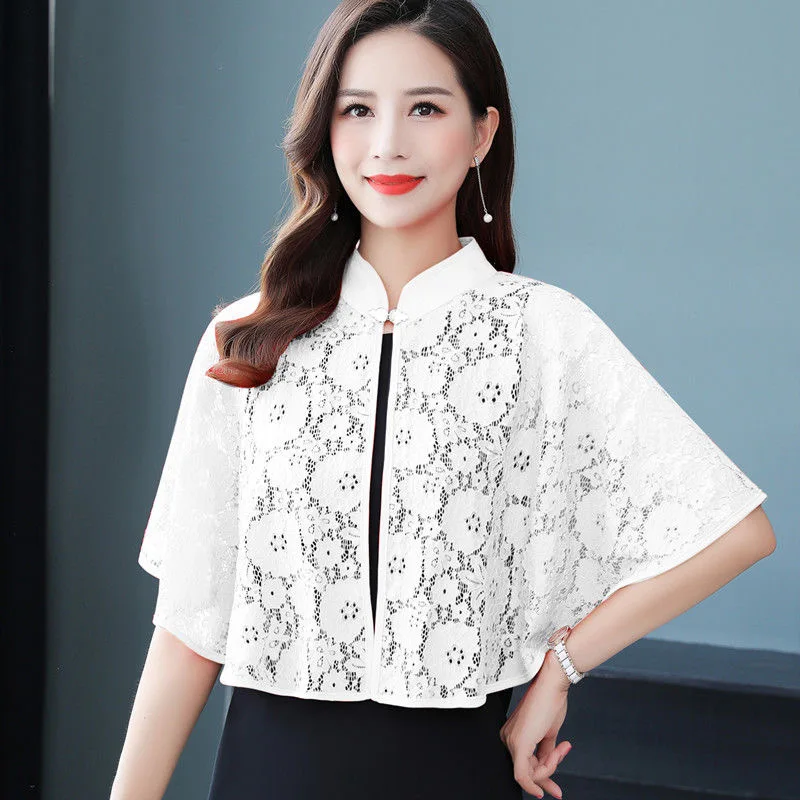 Women summer white Black Red Green Shrug Bolero Lace Bridal Cape Jacket Elegant Wraps Beach Shawl Bridal Bolero