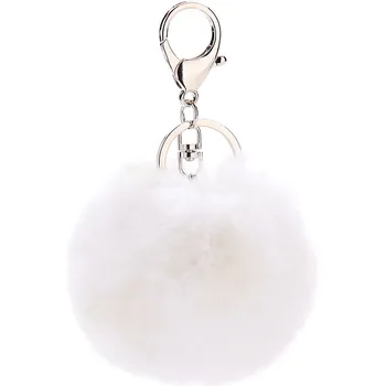 

50pcs/lot Bunny Toy Ear Rabbit Fur Bulb Bag Pom Pom Ball Key Chain Pendant Porte Clef Lovely Fluffy Cute Fur PomPom KeyChain