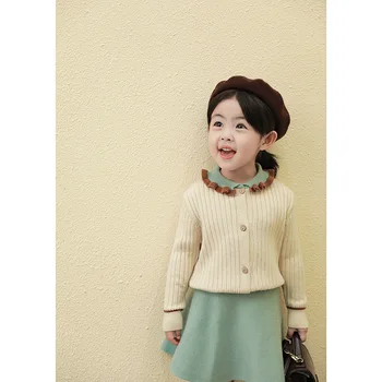 

Girls Graceful Fresh Lady Suit Clothing Sets Autumn New Fashion Knitwear A- Line Skirt Suit Baby Knitted Clothing Baby Sweater