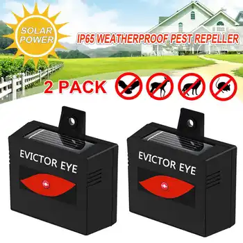 

NEW 2PCS Solar Powered Animal Repeller Outdoor Animal Repeller Motion Sensor Flash Red Light Dog Cat Raccoon Rabbit Repeller