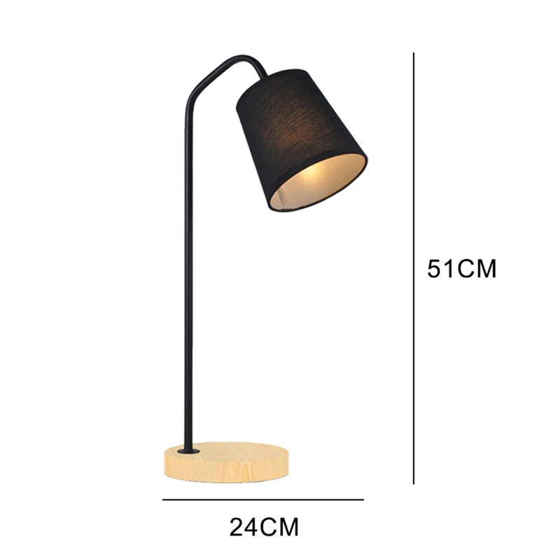 Black Attic Retro Table Lamp Traditional American Country Wooden Desk Lamp Scandinavian Metal Desktop Lighting Simple Modern Eye