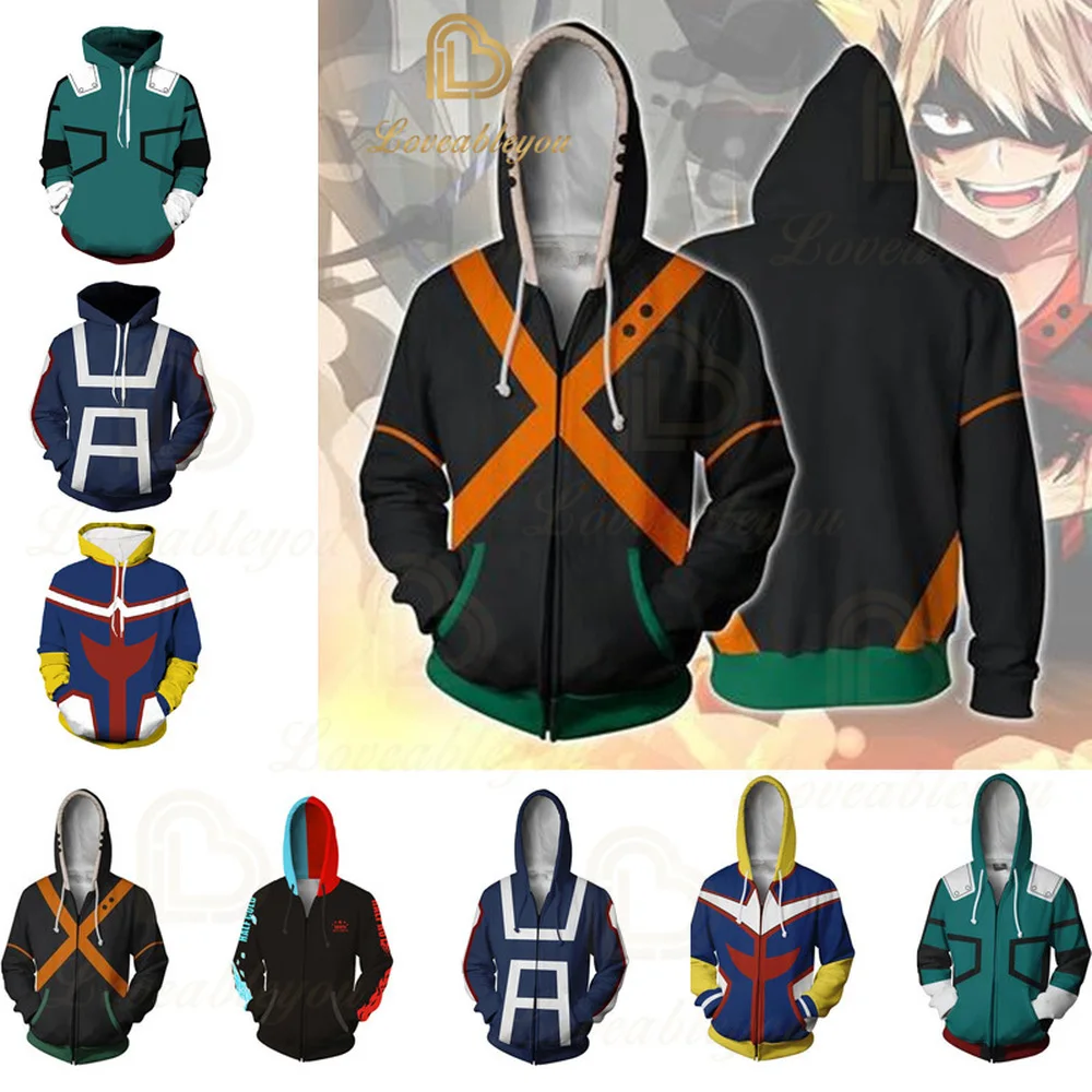 Sudaderas con capucha de Anime Boku No My Hero Academia, disfraces de Cosplay Bakugou Todoroki Shoto, abrigo de Primavera/otoño