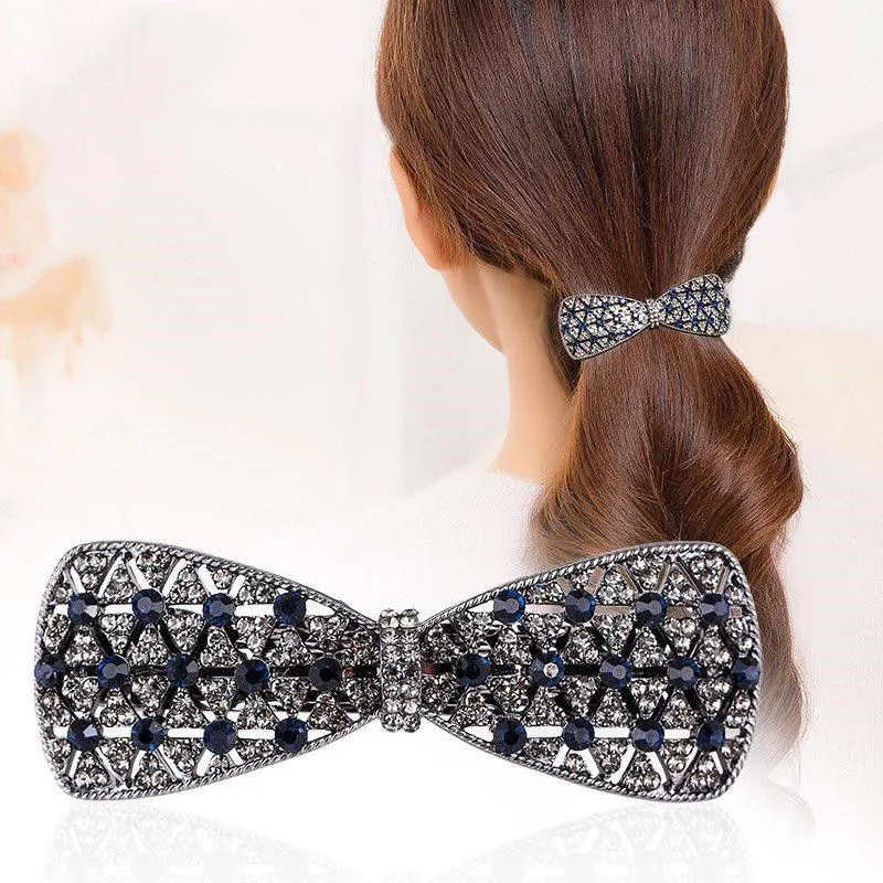 

Shining Rhinestone Hairpin Elegant Bowknot Butterfly Barrettes Woman Ponytail Spring Clip Holiday Party Gift Hair Accessories