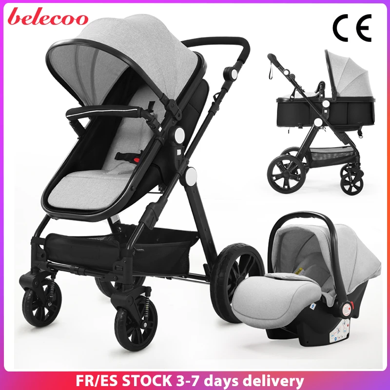 Carrito de Bebé 3 en 1 Cochecito de Bebé 3 Piezas Carro Plegable Todo Terreno