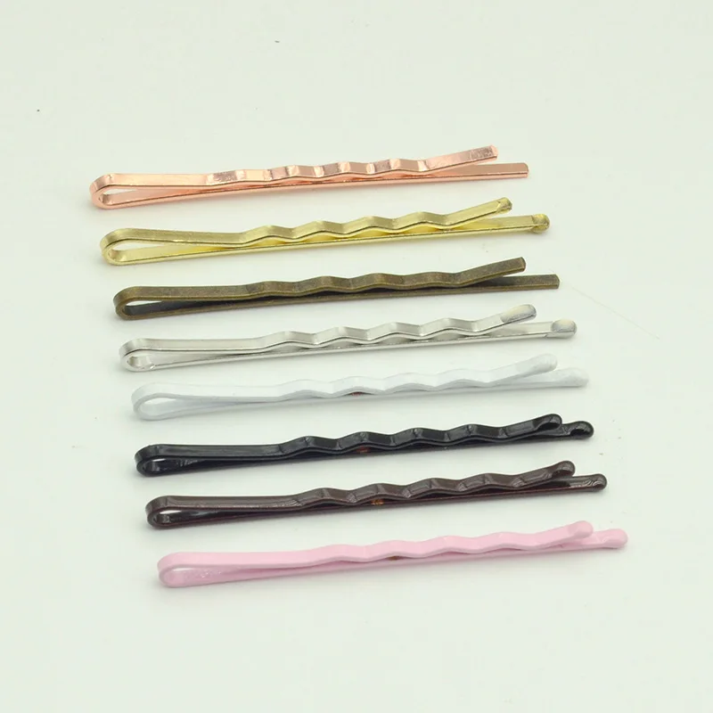 50PCS 2mm*5.5cm Waved Plain Metal Bobby Pins Hair Slides Slim Plain Hairpins for DIY Hair Accessoriess