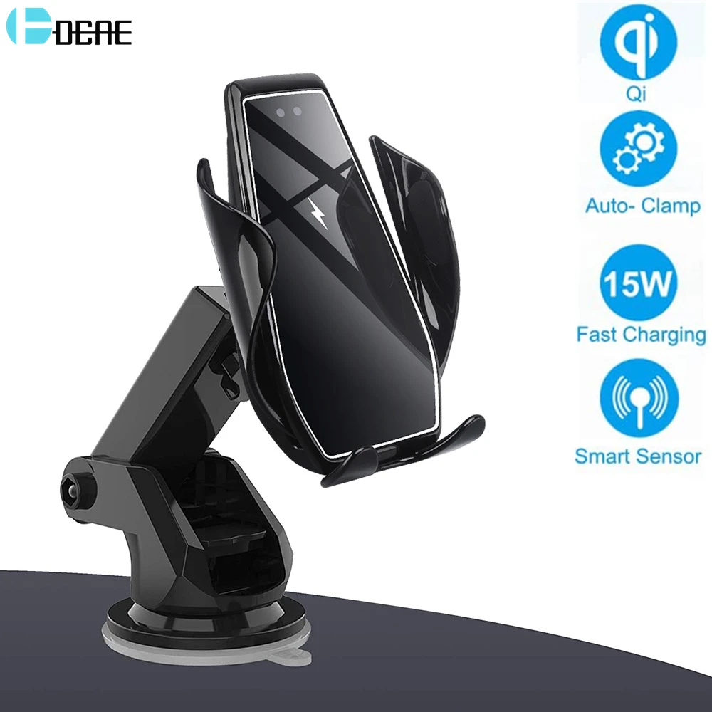 15W Automatic Clamping Qi Car Wireless Charger For iPhone 12 11 Pro XS XR 8 Samsung S20 S10 Infrared Fast Charging Phone Holder