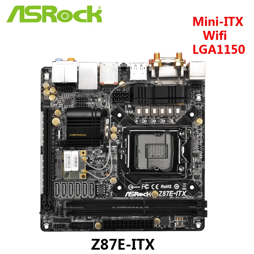 Б/у Материнская плата ASRock MINI ITX HTPC с оригинальным разъемом 1150 Z87, материнская плата с WiFi Z87E-ITX, материнская плата, полностью протестированная