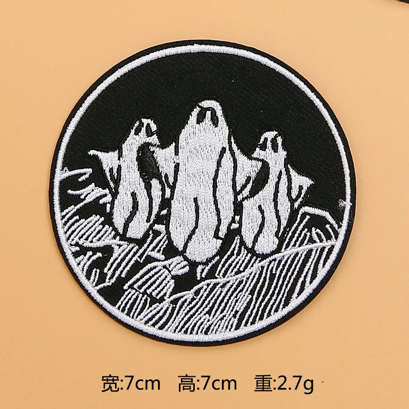 5 шт./партия, черно-белые термонаклейки, значки Аппликации из ткани для курток, джинсы, вышитые патч волк, кот, Bad Vibes, Ghost - Цвет: R11-9