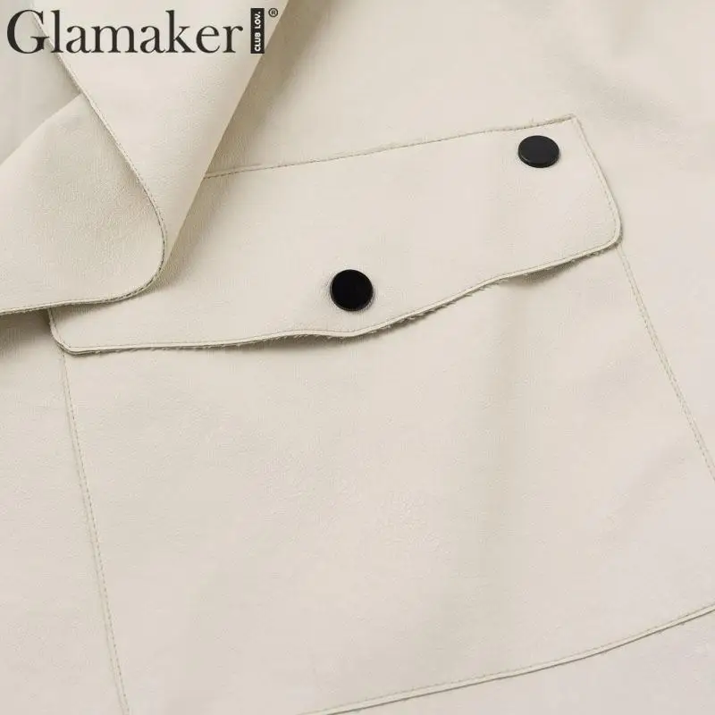 Glamaker однотонная искусственная кожа короткая зимняя куртка женская с длинным рукавом Базовая осенняя куртка пальто Женский бомбер повседневная кожаная новая куртка