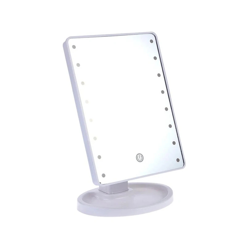 16 LEDs White 180 градусов регулируемое зеркало для макияжа 22 светодиодный свет сенсорный экран с регулируемой яркостью настольное зеркало USB источник питания - Цвет: 16 LEDs White
