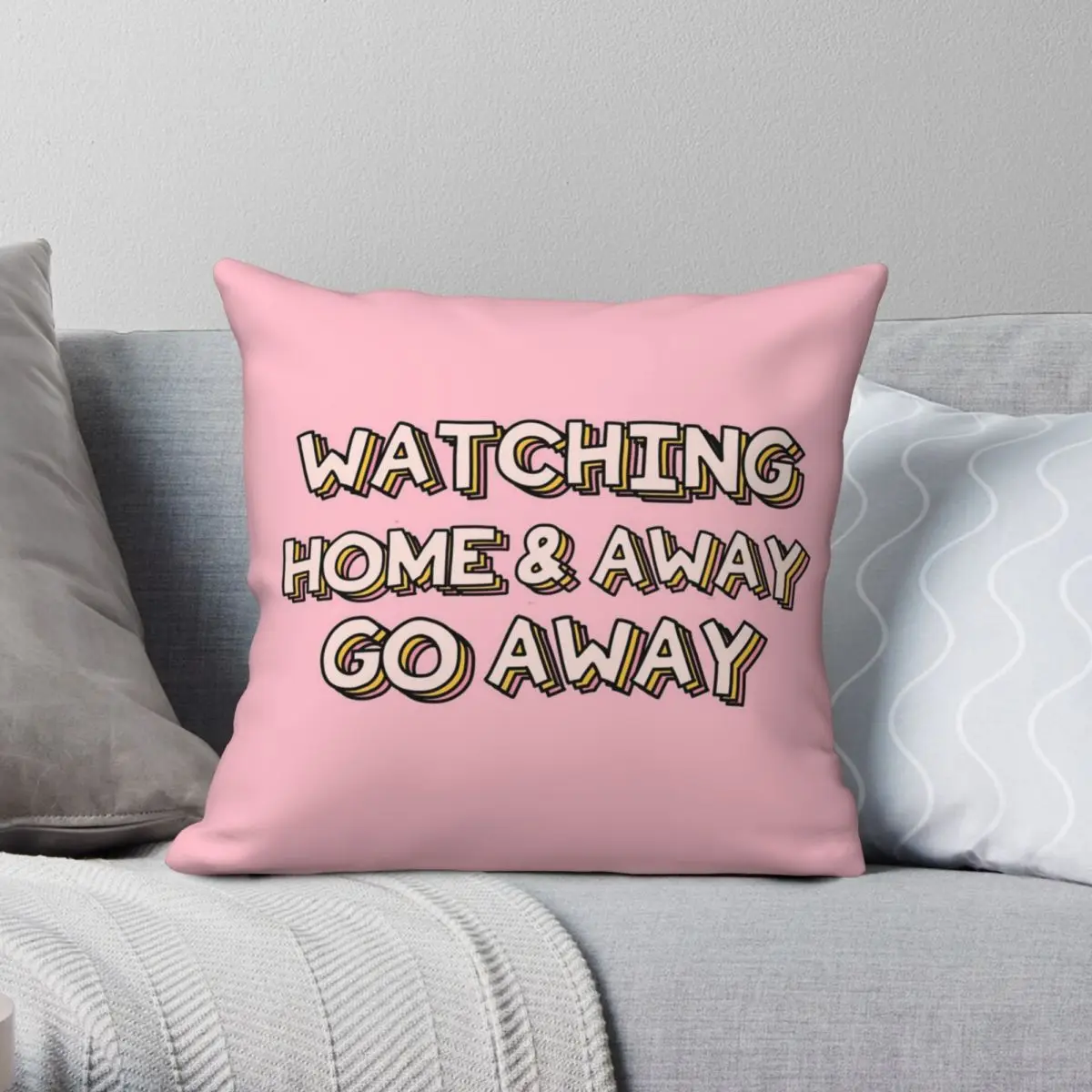 

Watching Home Away Go Away Pillowcase Polyester Linen Velvet Creative Zip Decor Home Cushion Cover