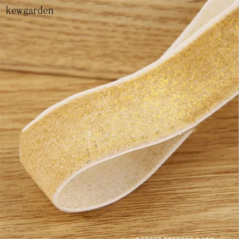 Kewgarden " 25 мм блестящие флокированные ленты вручную изготовленная лента DIY бантик для волос аксессуары атласная тканевая лента для упаковки 10 ярдов - Цвет: Светло-желтый