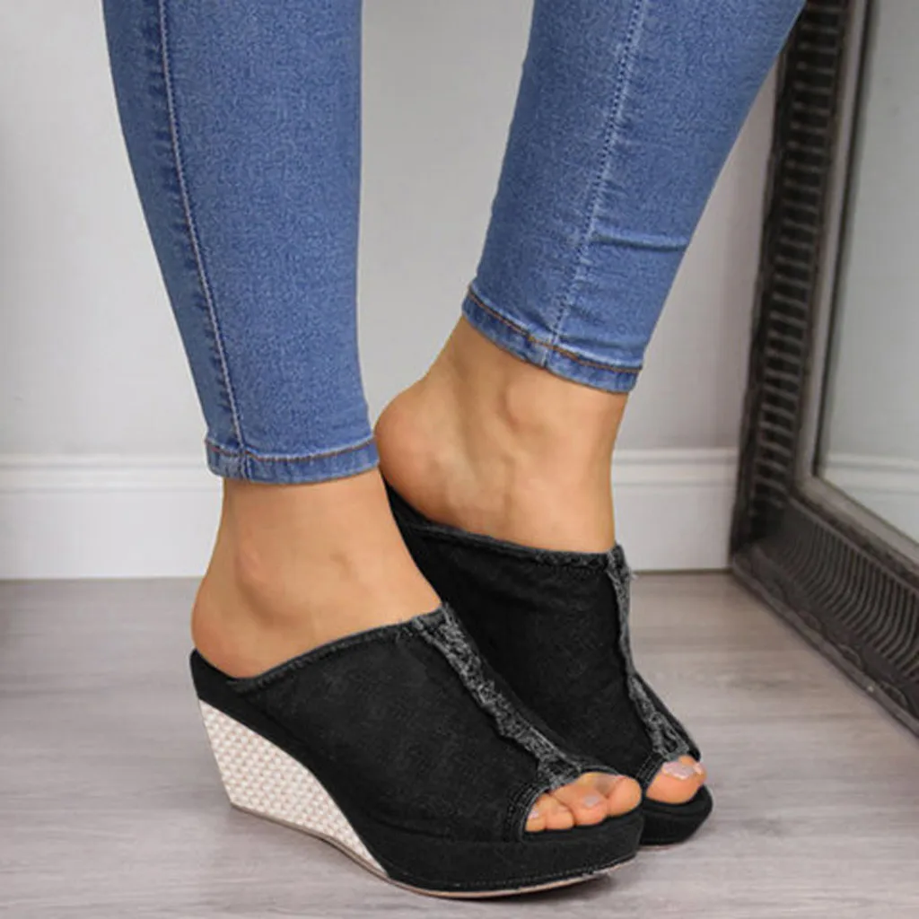 SAGACE shoes woman Stylish solid Cowboy Comfortable Open-Toe Wedges Platform outside Sandals Slipper sandals2020JAN1 | Обувь