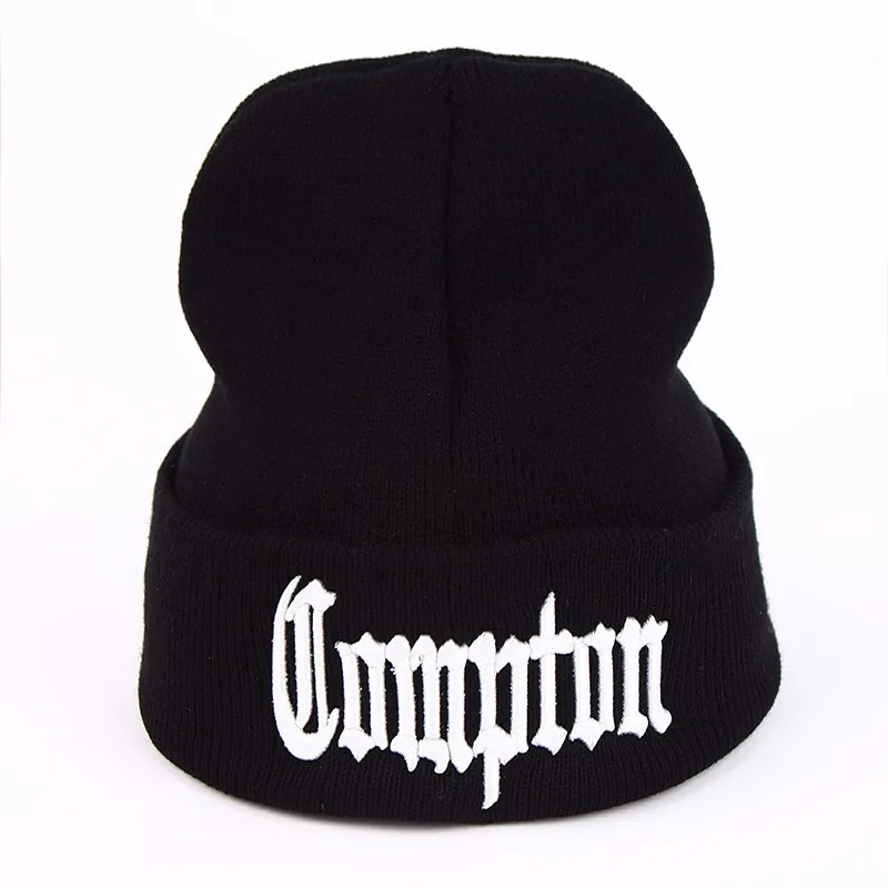 10 шт./лот осень зима шляпа Compton шапочка вязаная бини теплый лыжный для мужчин и женщин черный
