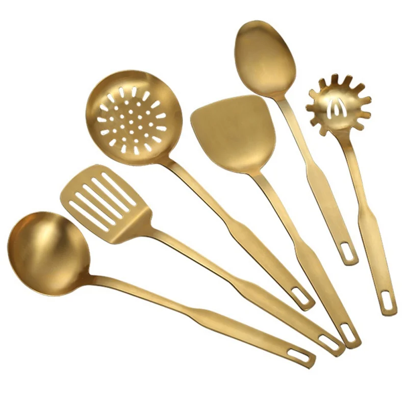 1PCS Golden Spoon Spatula Shovel Stainless Steel Cooking Tools Household high Temperature Resistance Cookware Kitchen Tools