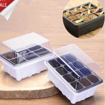 

6/12 Plastic Nursery Pots Planting Seed Tray Kit Plant Germination Box with Dome and Base Garden Grow Box Gardening Supplies