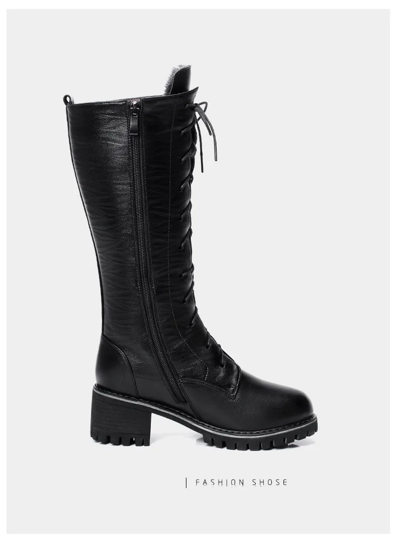 AIYUQI/мотоботы; женские ботинки из натуральной кожи с теплой шерстью; ботинки Martens; женская одежда большого размера; зимние женские ботинки