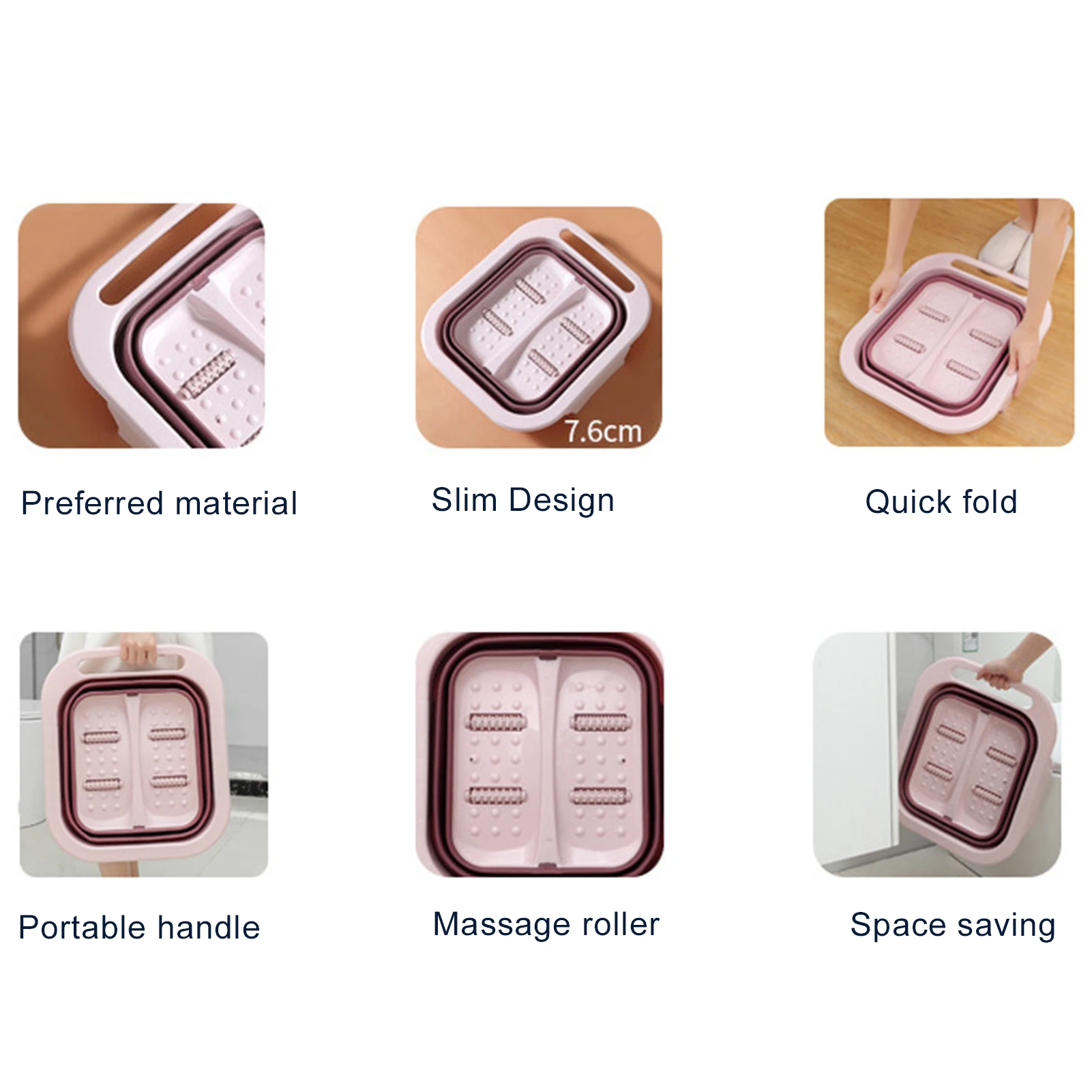 Foldable Water Container Home Spa Foot Bath Soaking Tub with Massaging Roller Hot Water Tub Massage Bath Foot bath barrel