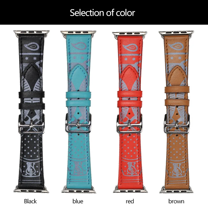 LEONIDAS одиночный Тур Eperon d'Or ремешок для apple watch серии 3 2 1 Печатный ремешок с узором для iwatch пояс Noir Gala кожаный ремешок