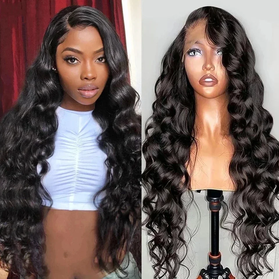 Парик из натуральных человеческих волос с прозрачными кружевами для женщин