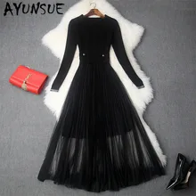 Женское платье на весну и осень, одежда, черные вечерние платья, винтажное платье-свитер, элегантное женское платье 85797 YY2477