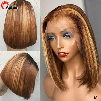 

Highlight Human Hair Wig Ombre Blonde 13x4 13x6 Wig Straight Bob Lace Front Wig Remy Malaysian Hair For Black Woman 150 Aplus