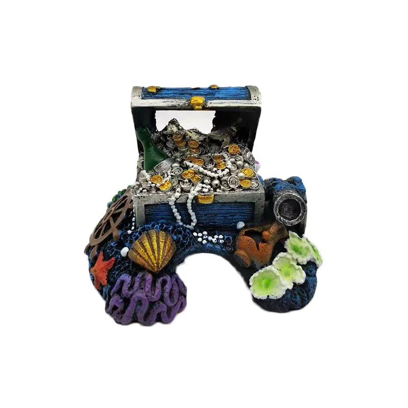 Wreck Jewelry Box Aquarium Ornament Treasure Discovery Fish Cave Decor Resin Ornament Landscaping Decoration Fish Tank