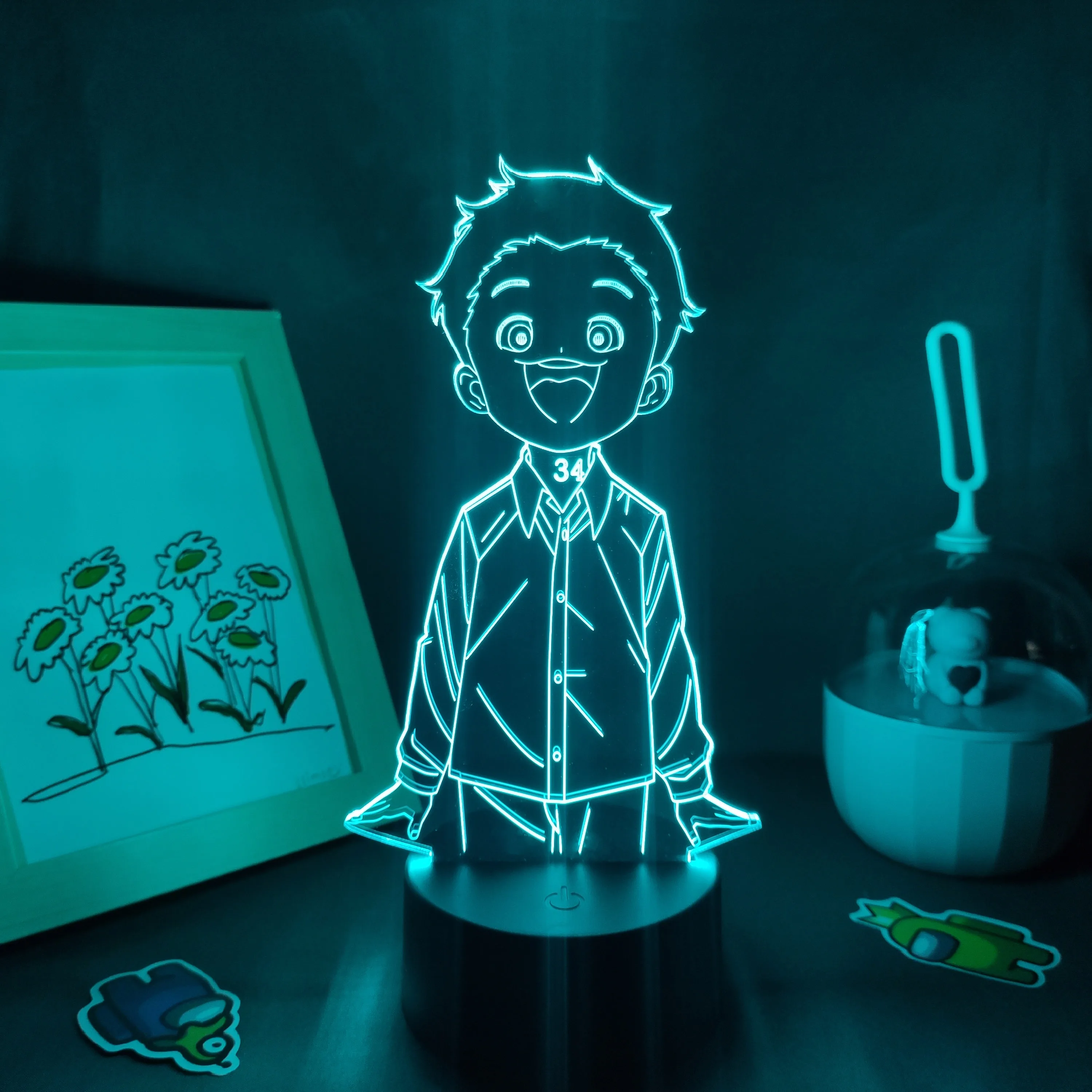 Anime The Promised Neverland 3D Lamps Japanese Manga Figure Norman RGB Led Neon Night Lights Colorful Gifts Bedroom Table Decor | Лампы и