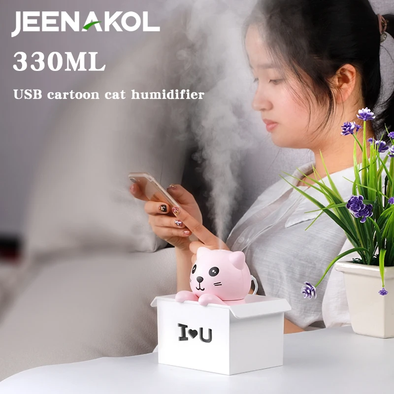 

330ML Aromatherapy Machine USB Colorful Atmosphere Light Cartoon Mika Cat Humidifier Cute Atomizer Big Fog Aroma Diffuser