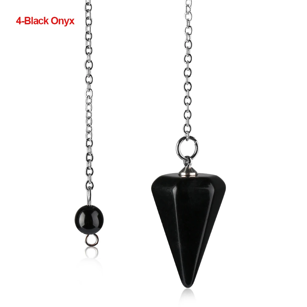 4-Black Onyx 1 шт. шестиугольная Пирамида рейки маятниковая подвеска натуральный камень целебный Кристалл амулет модные ювелирные изделия аксессуары - Окраска металла: 4-Black Onyx