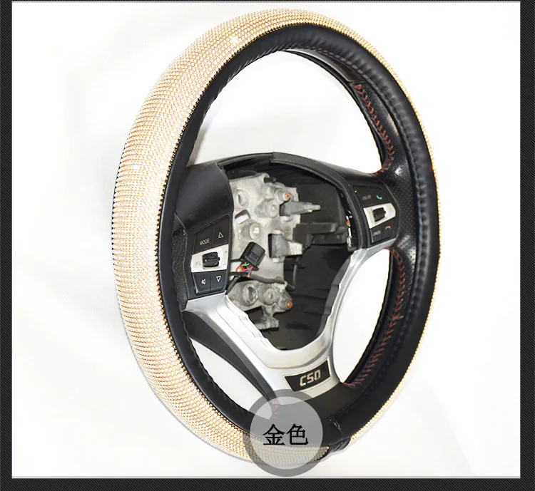 Manufacturers Direct Selling Four Seasons Universal Diamond Set Car Grip Cover Top Grade Anti-slip Car Steering Wheel Cover