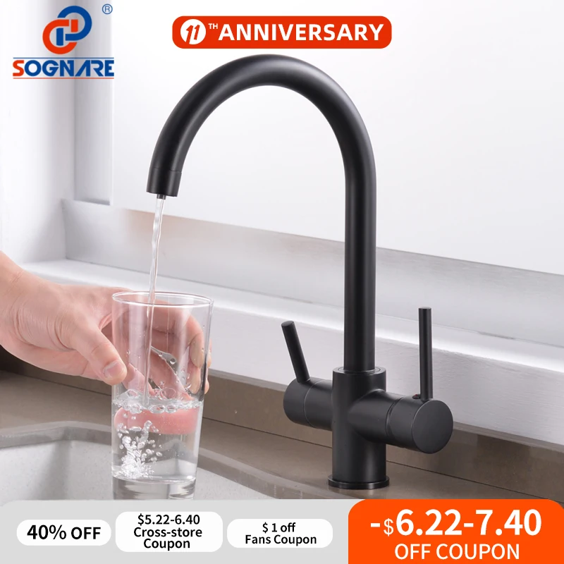 Grifo de fregadero de cocina, mezclador de agua potable, filtro de agua, mezclador de fregadero, rotación de 360 grados, frío y caliente