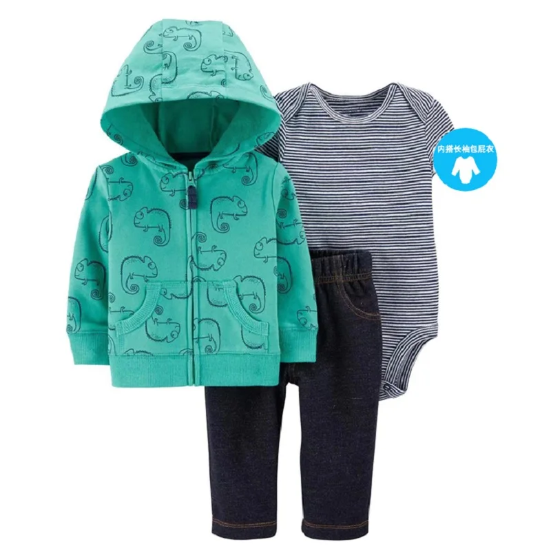 Baby Boy Clothes Set Cartoon long sleeve Jacket+bodysuit+pants 2021 spring new born girl outfit  newborn Costume ZIPPER cotton