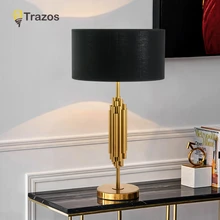 Популярная Золотая Настольная лампа с абажур из черной ткани детский прикроватный светильник романтический свадебный светильник для спальни отель Настольный светильник s