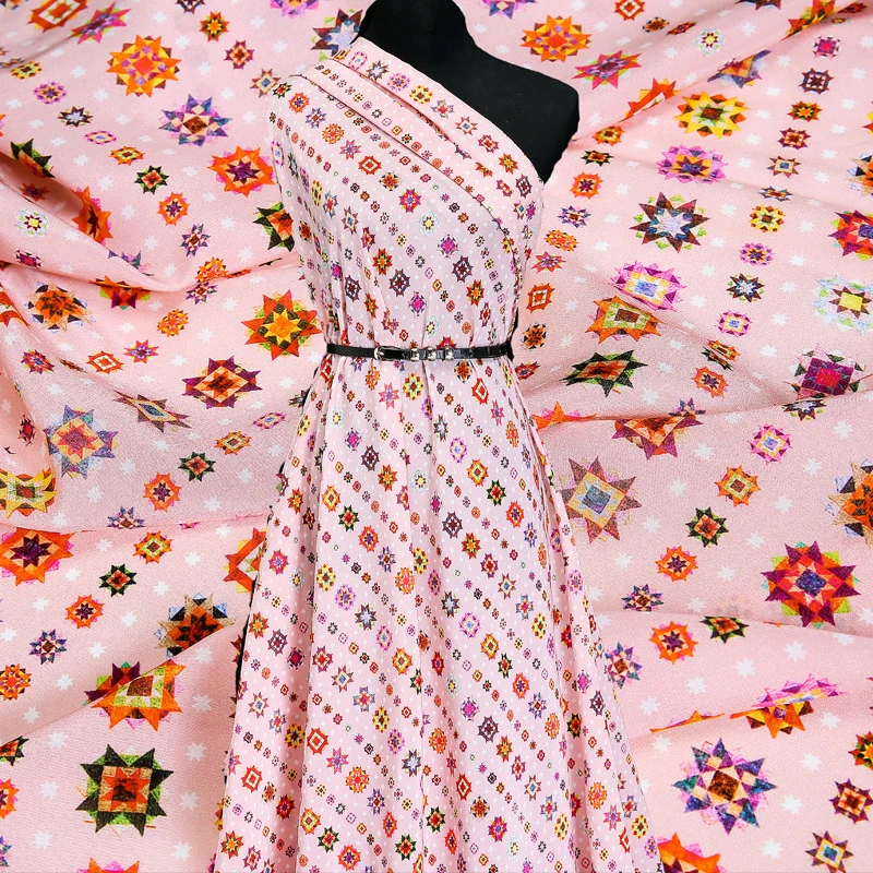 

Fashion Fabrics 14mm 100% Natural Silk Crepe Fabric High Quality Digital Printing Shirt and Skirt Cloth Fabric