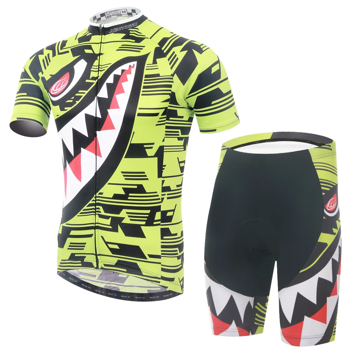 

Xintown New Style Fluorescent Shark Short-sleeve Cycling Clothes Set Cyclist Coat Summer Moisture Wicking Underwear