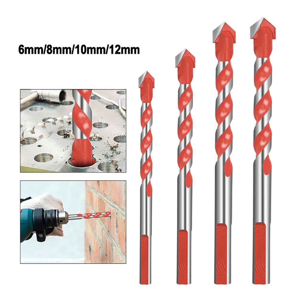 

4pcs Multi Purpose Construction Triangle Drill Bit Set Carbide Ceramic Wall Glass Cement Hole Opener Stone 6/8/10/12mm Drill