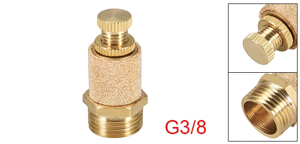 Uxcell спеченный Бронзовый глушитель выхлопа M5 G1/" 1/4" 3/" 1/2" латунный корпус Топ Регулируемый Пневматический Глушитель воздуха - Цвет: G3or8 1pcs