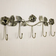 Европейский стиль, Железная роза, декоративный настенный крючок, настенная вешалка для одежды, стеллаж для хранения ключей, органайзер, домашний декор