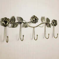 European-style Iron Rose Design Decorative Wall Hook Wall-mounted Coat Hanger Storage Rack Key Holder Organizer Home Decor 1