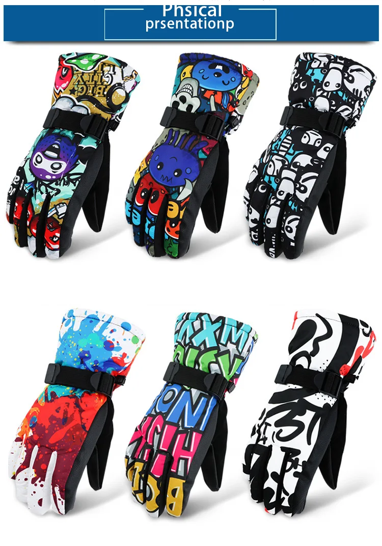 TOPTETN Professional Snowboard Ski Gloves men women Waterproof Winter Sonw Warm Fleece Skiing Snowmobile Riding Gloves