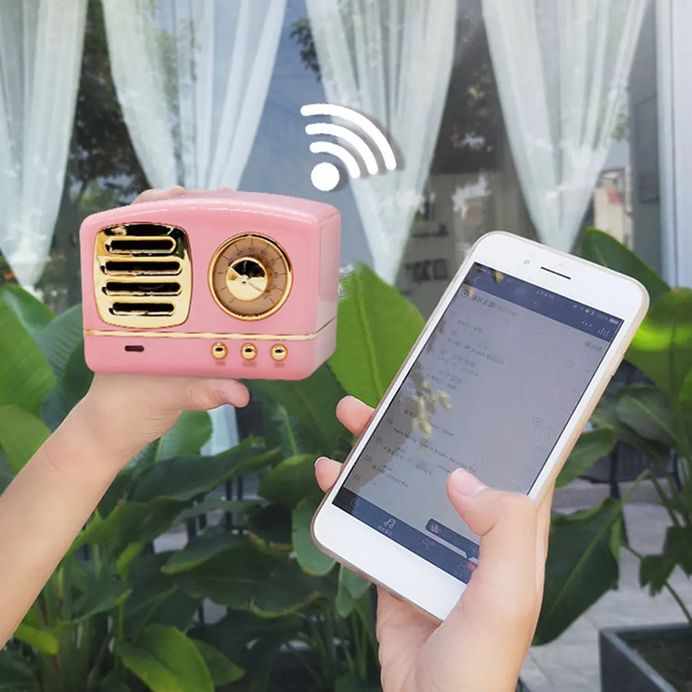 Ретро стиль Bluetooth динамик HM11 Мини Бас-динамики тяжелый бас 3D стерео звук USB дополнительный звук эффекты музыкальный плеер Поддержка