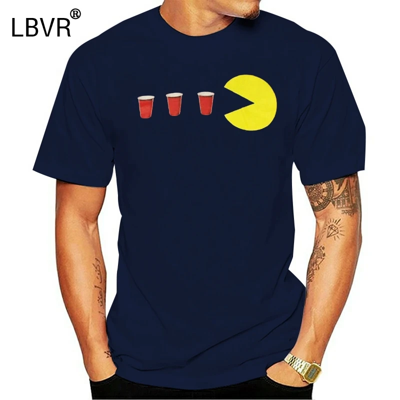 Adult Black Classic Arcade Video Game Pac-Man Red Cup Power Up T-Shirt Tee Outfit Shirt | Мужская одежда