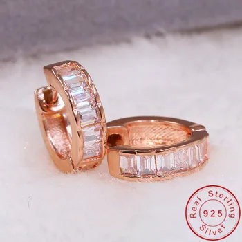 

Statement 18K Rose Gold Hoop Earring Real 925 sterling silver Jewelry Statement Party Wedding Earrings for Women Bridal Gift