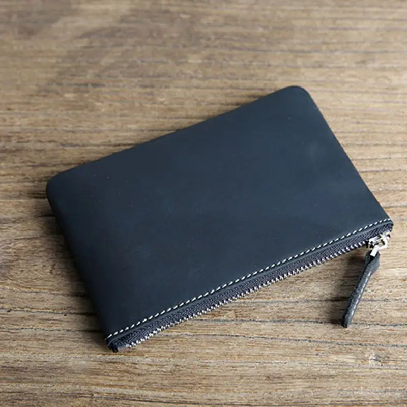 Мужская кожаная маленькая сумка для мелочи на молнии, кредитный держатель для карт, портмоне, тонкий кошелек U50C