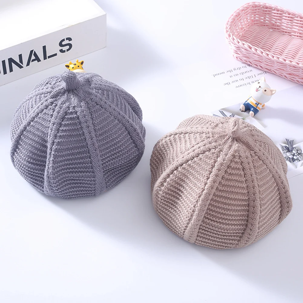 Милый трендовый шерстяной вязаный детский однотонный вязаный крючком берет для девочек зимняя остроконечная Кепка головной убор теплая шапка Рождественский подарок
