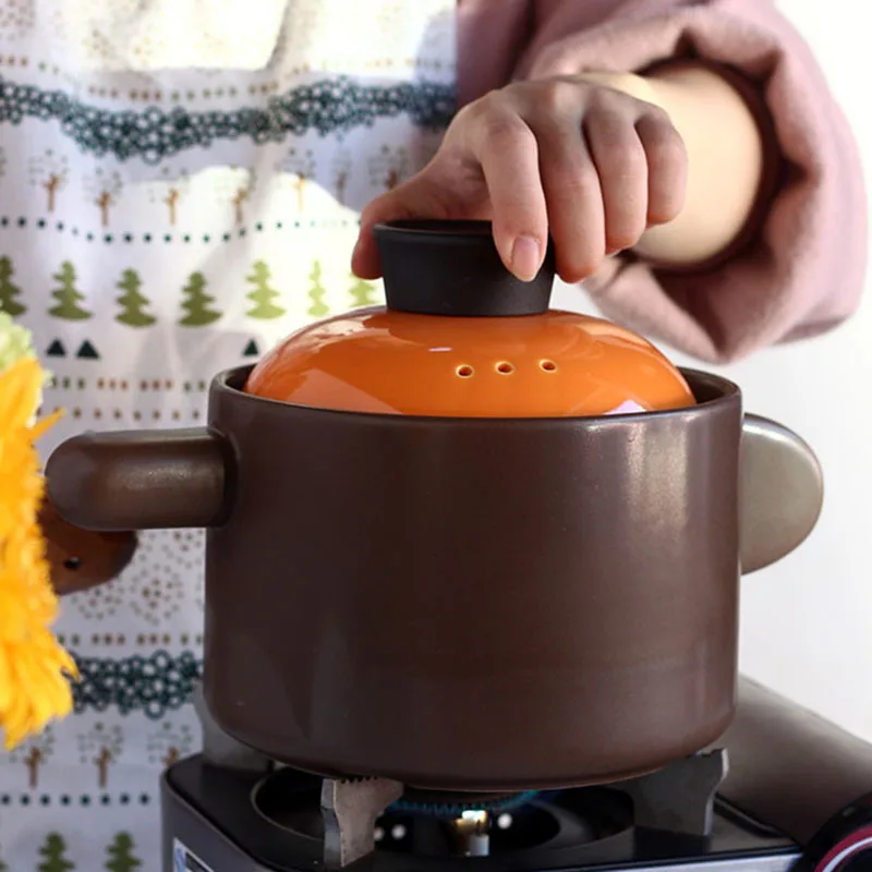 

Health stew pot ceramic small casserole stewpot open-fire soup rice bellied stew pan earthenware cooking pot 1.5L